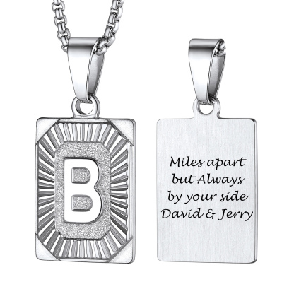 Collier avec Pendentif Médaille Gravée personnalisée pour Homme  Argenté B