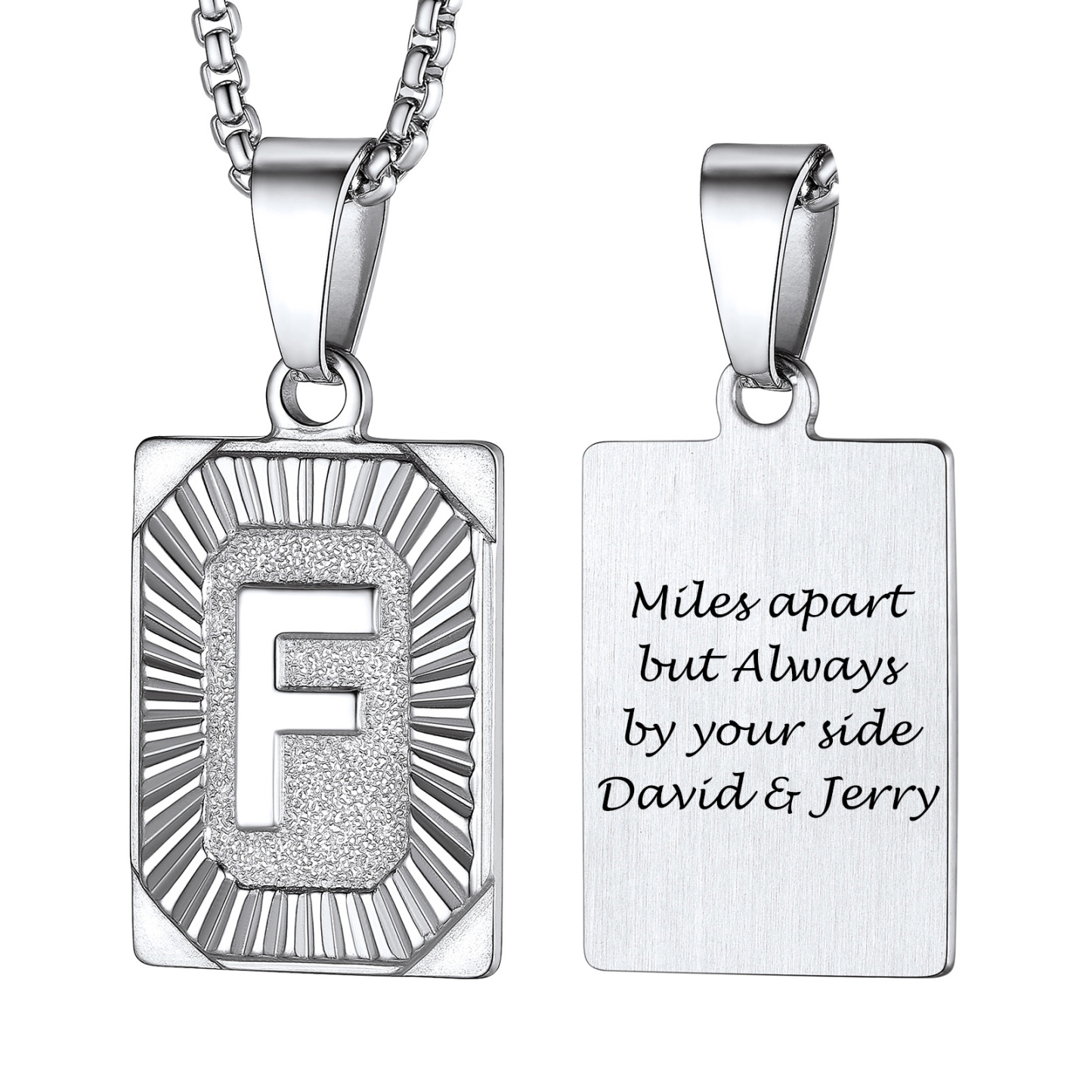 Collier avec Pendentif Médaille Gravée personnalisée pour Homme Argenté F