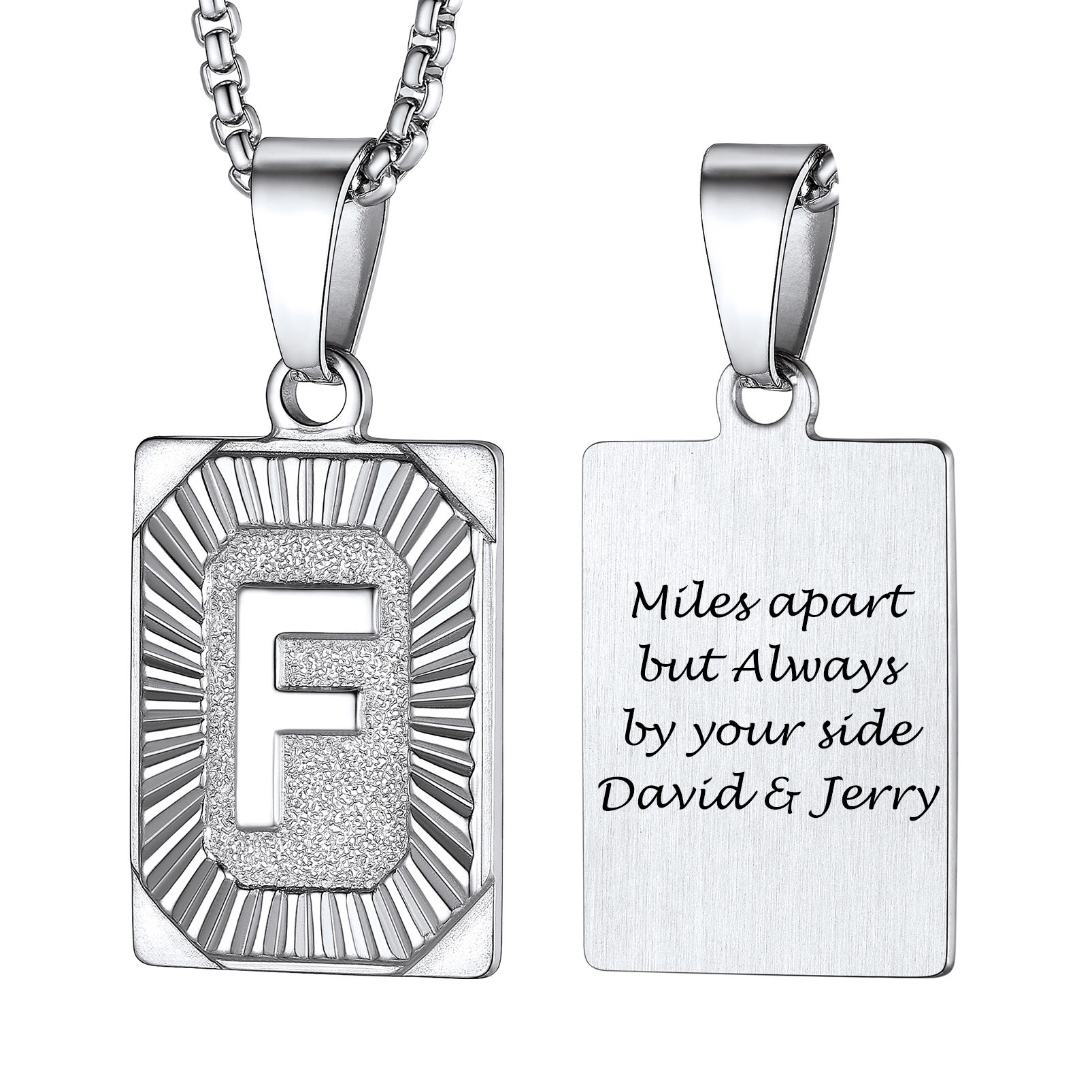 Collier avec Pendentif Médaille Gravée personnalisée pour Homme Argenté F