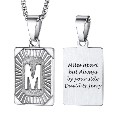 Collier avec Pendentif Médaille Gravée personnalisée pour Homme Argenté M