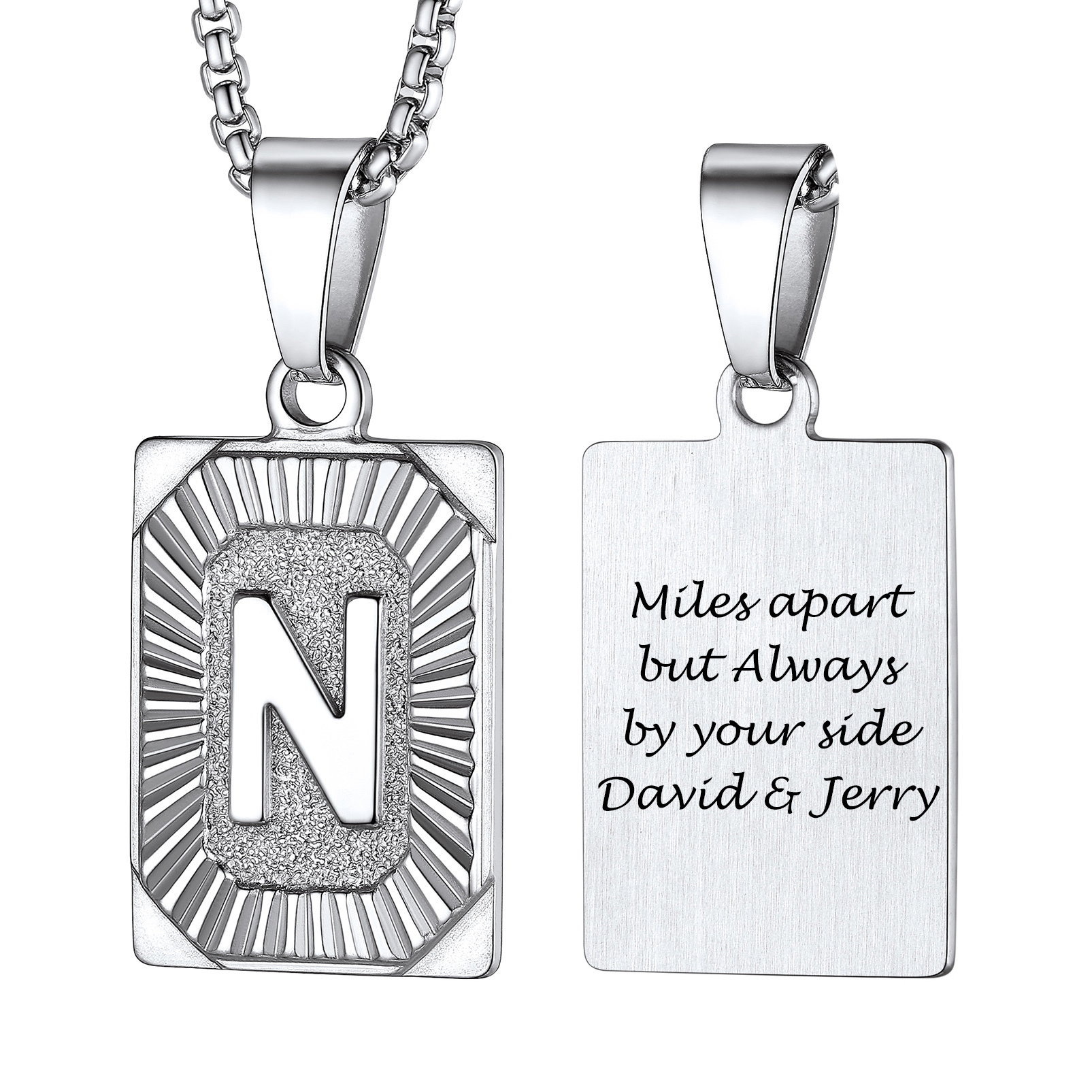 Collier avec Pendentif Médaille Gravée personnalisée pour Homme Argenté N