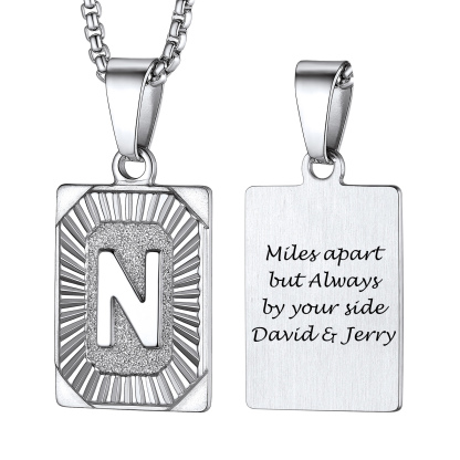 Collier avec Pendentif Médaille Gravée personnalisée pour Homme Argenté N