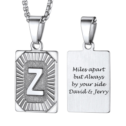 Collier avec Pendentif Médaille Gravée personnalisée pour Homme Argenté Z