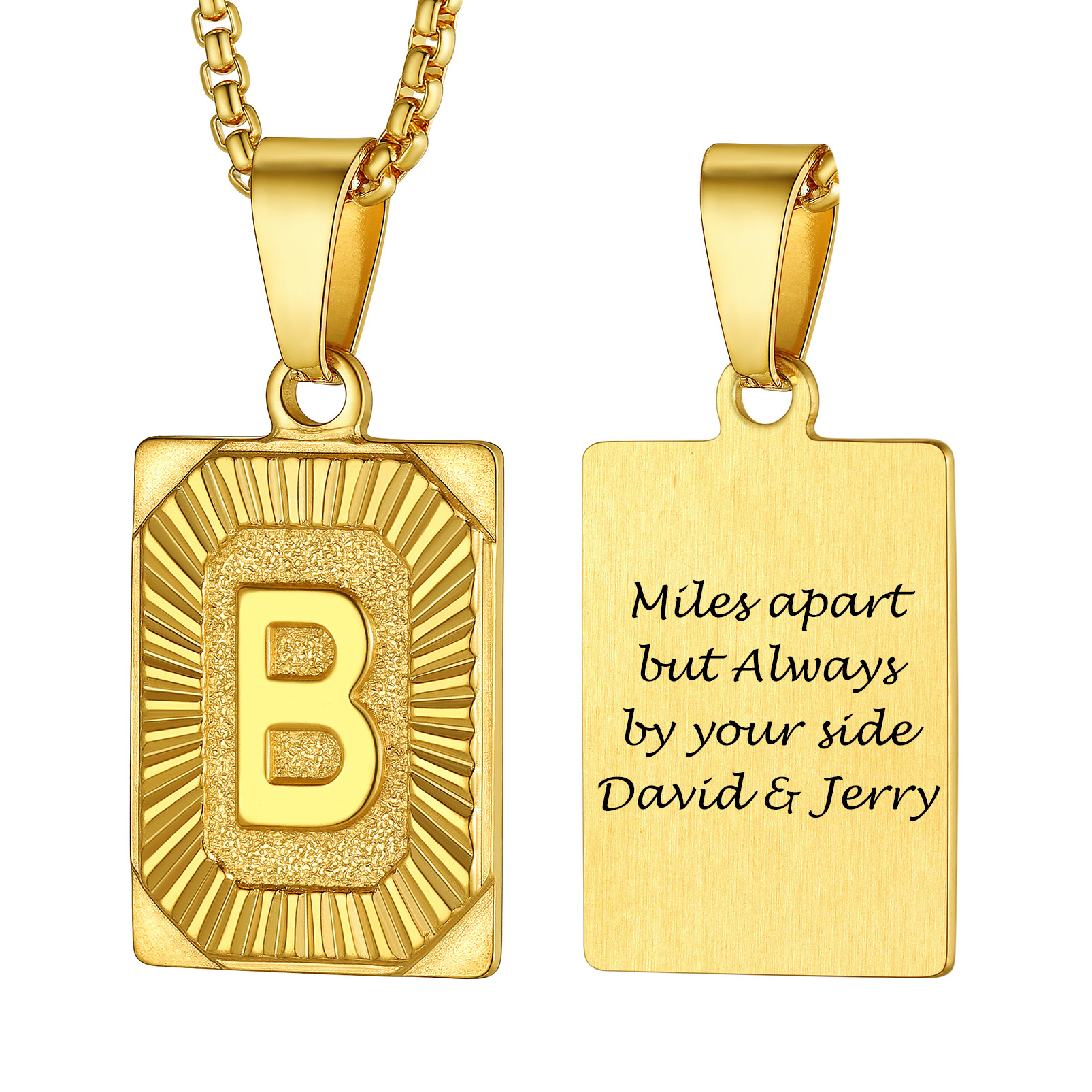 Collier avec Pendentif Médaille Gravée personnalisée pour Homme Or B