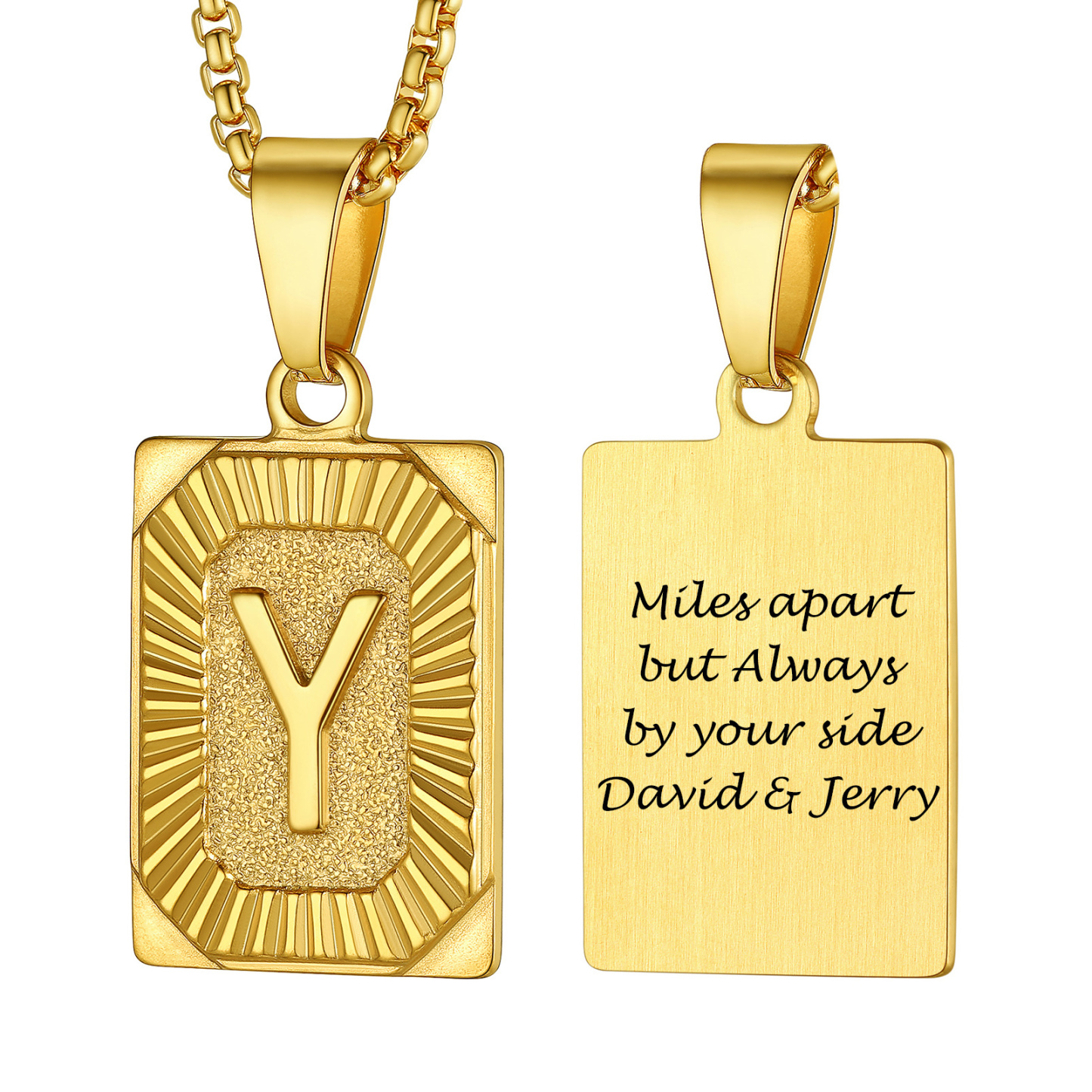 Collier avec Pendentif Médaille Gravée personnalisée pour Homme Or Y