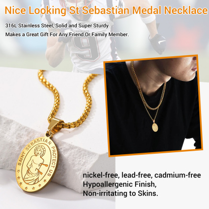 Collier Saint Sébastien Personnalisé avec Gravure de Nom Détail