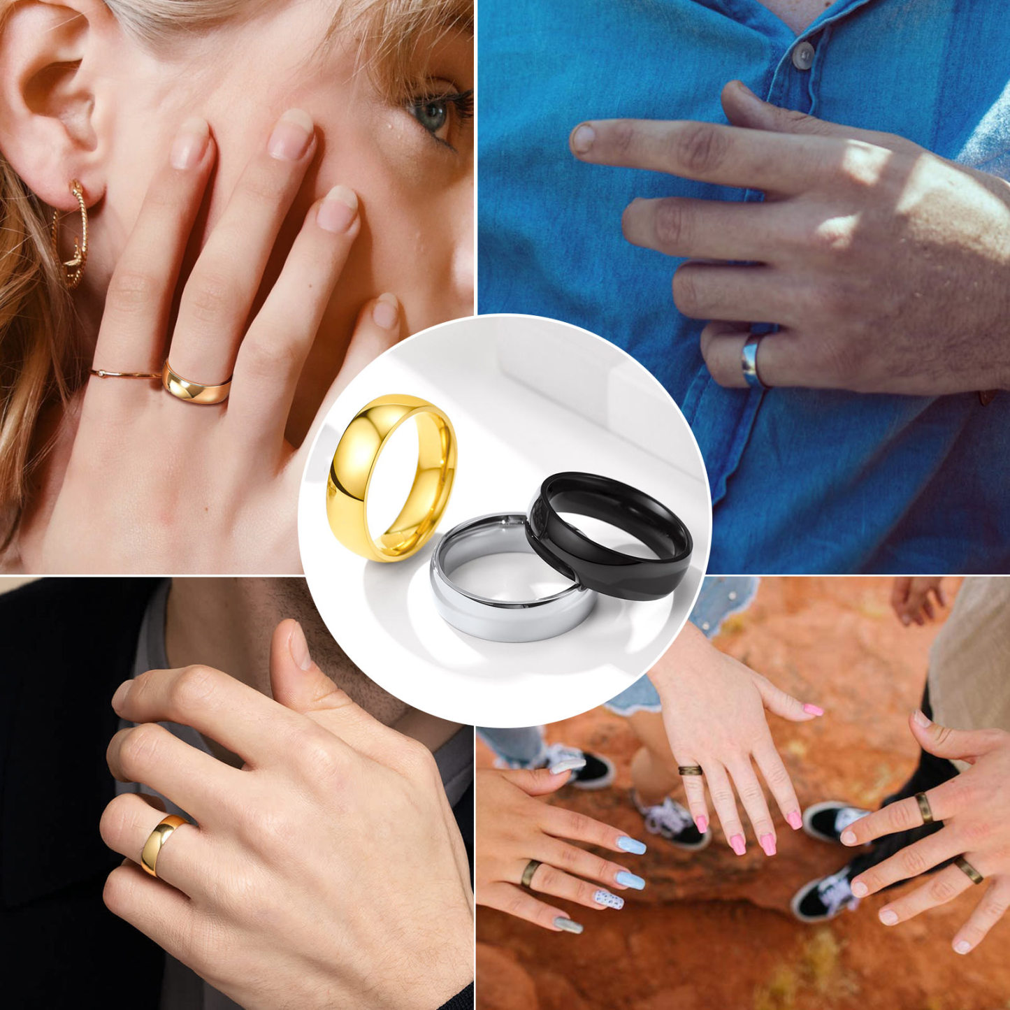 Bague Simple Personnalisée en Acier Inoxydable pour Mariage MODEL SHOW