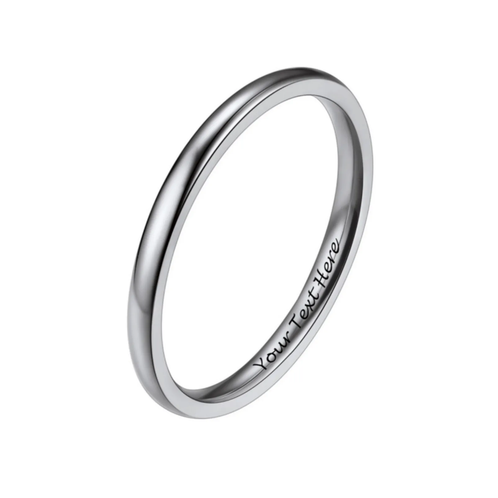 Bague Simple Personnalisée en Acier Inoxydable pour Mariage Argenté