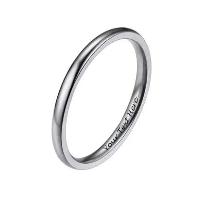 Bague Simple Personnalisée en Acier Inoxydable pour Mariage Argenté