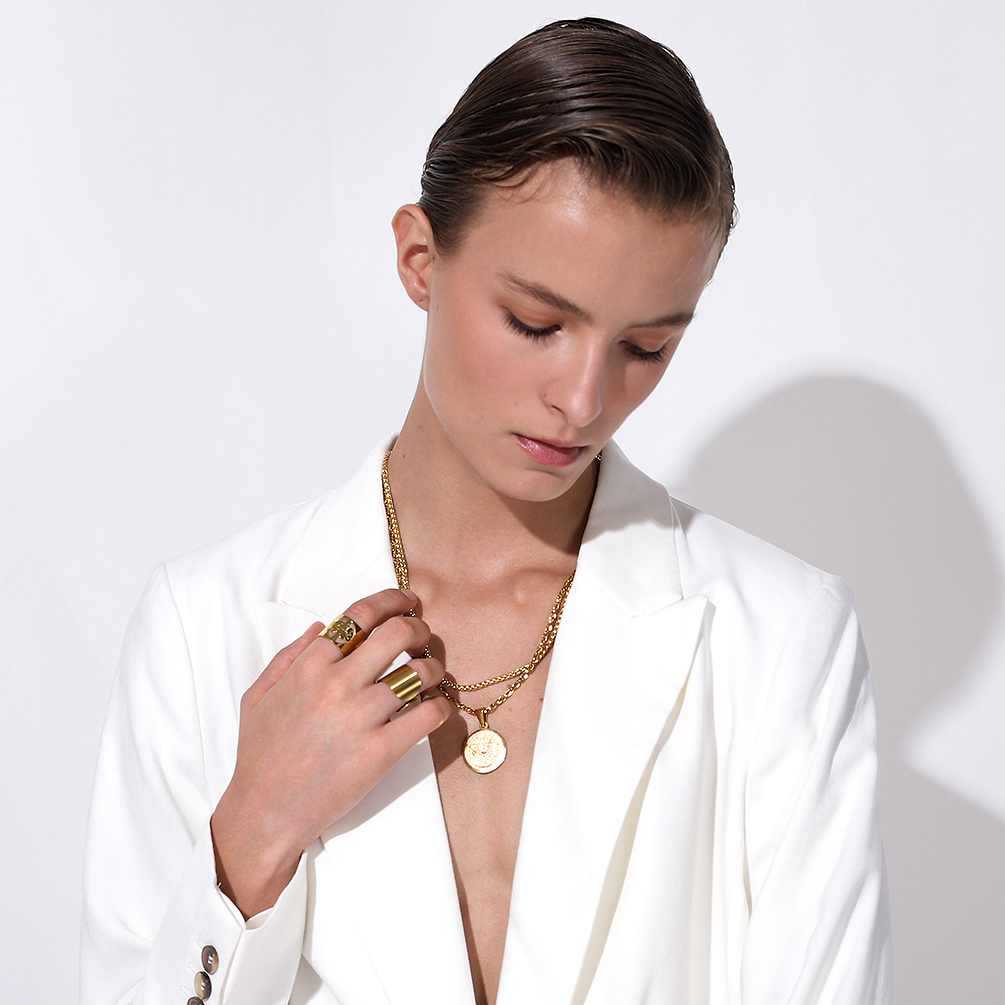 Collier Pentagramme Plaqué avec Wiccan Païen Gravé