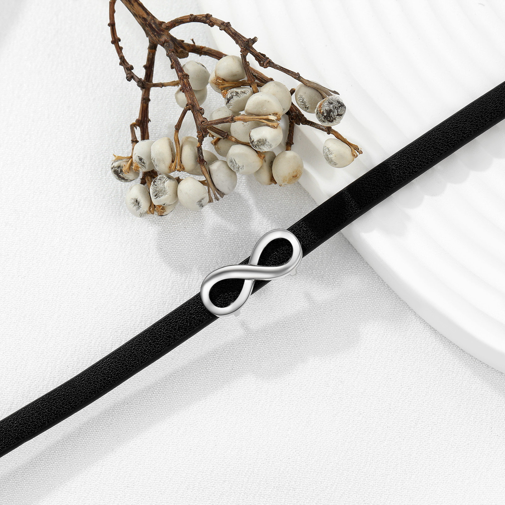 Collier Ras-de-Cou en Cuir Personnalisé Noir