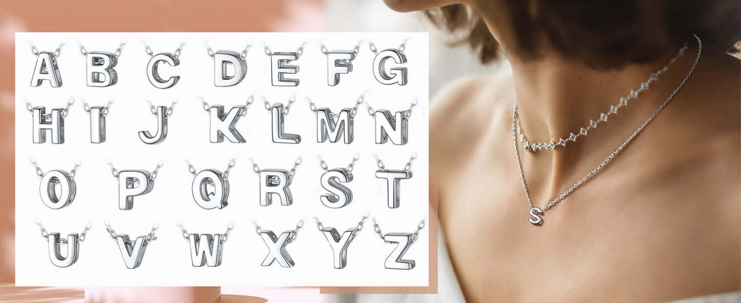 Collier Initiale A-Z en Argent Sterling 925 pour Femmes Collection