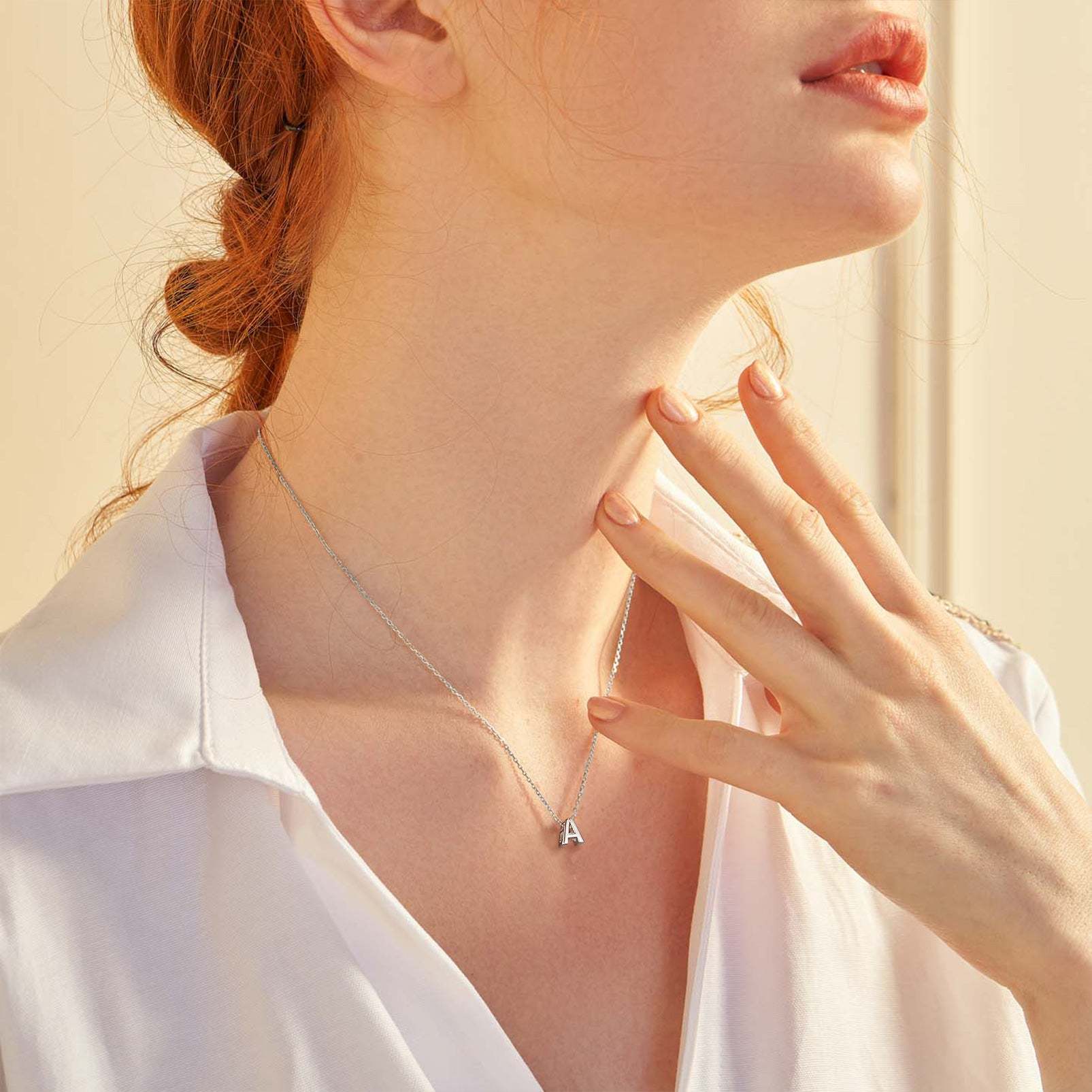 Collier Initiale A-Z en Argent Sterling 925 pour Femmes Modèle A