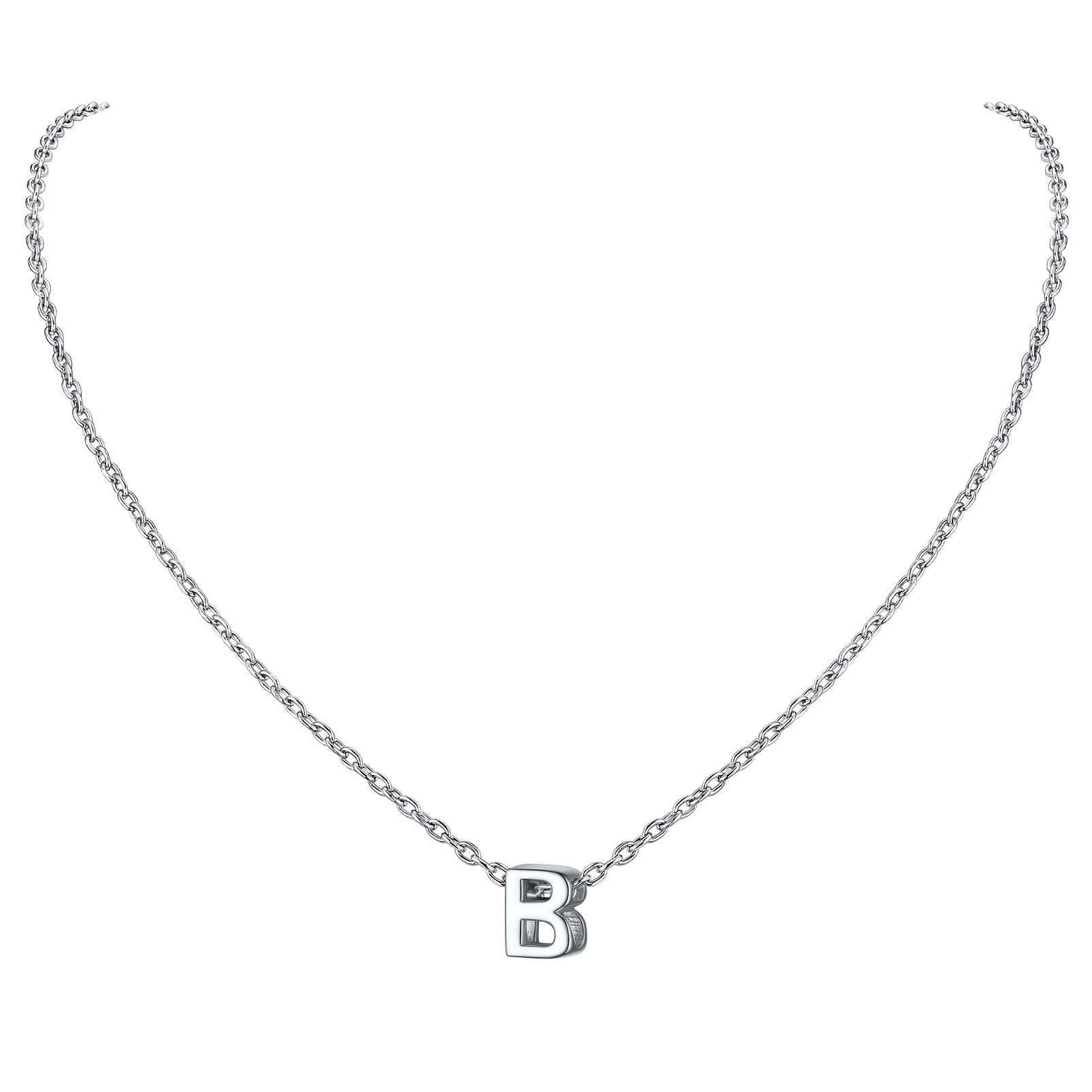 Collier Initiale A-Z en Argent Sterling 925 pour Femmes B
