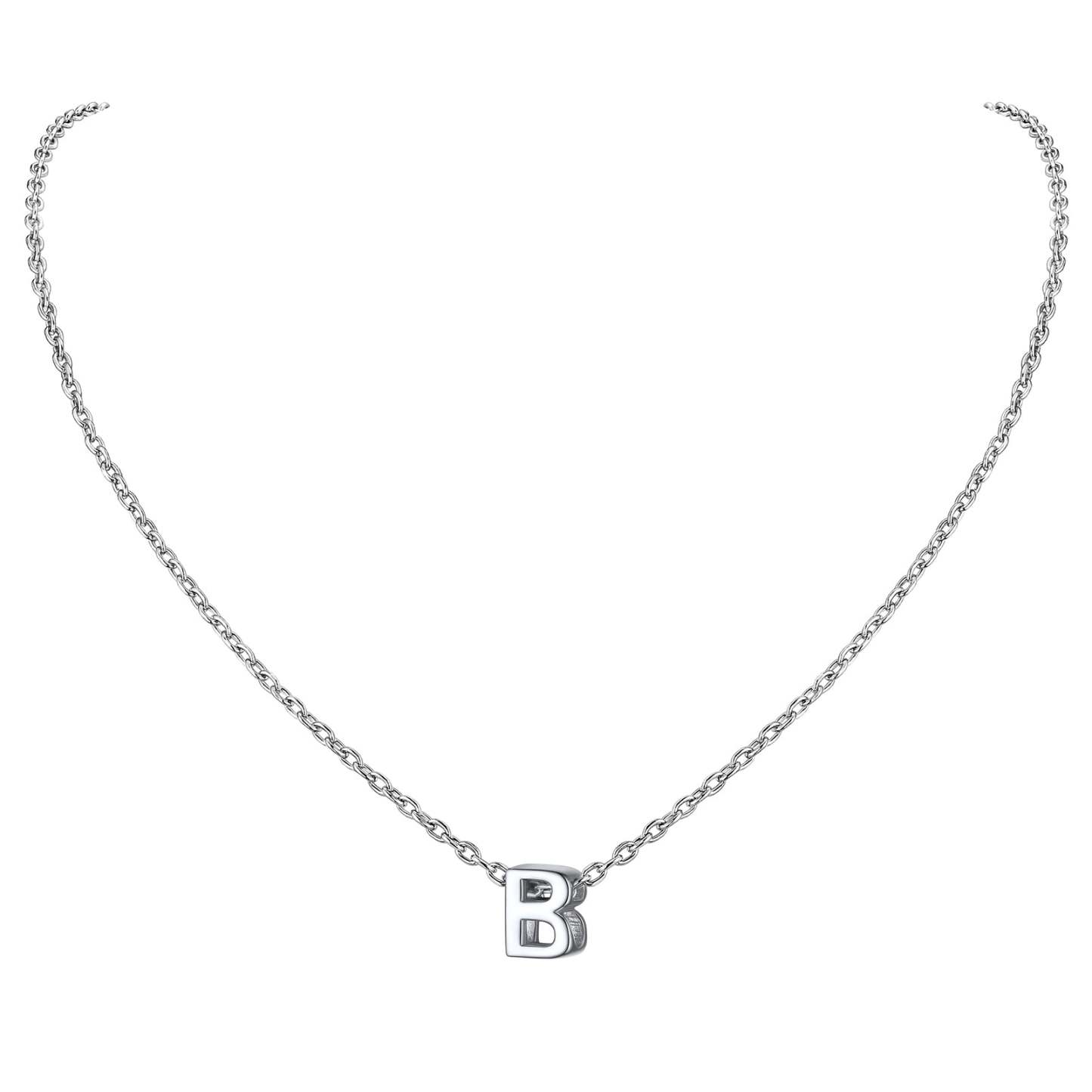 Collier Initiale A-Z en Argent Sterling 925 pour Femmes B