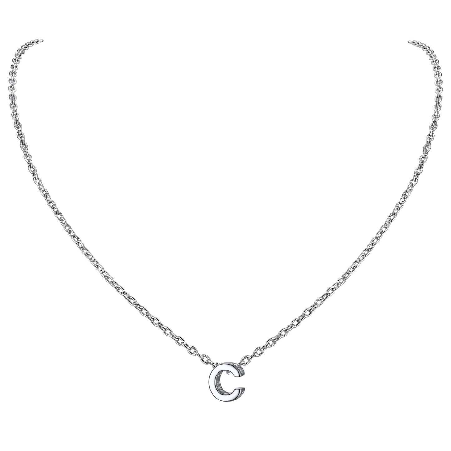Collier Initiale A-Z en Argent Sterling 925 pour Femmes C