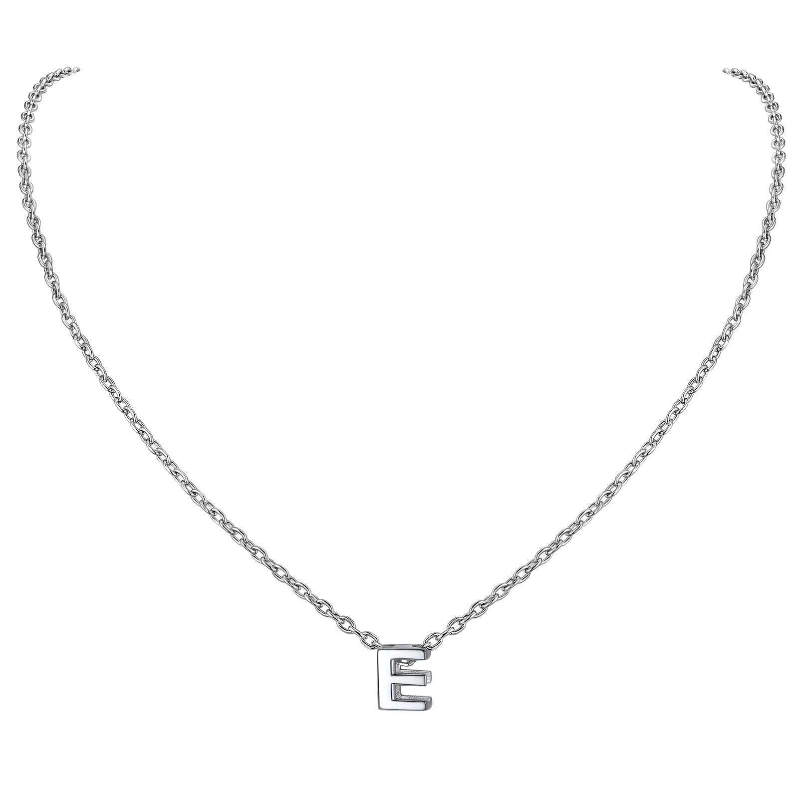 Collier Initiale A-Z en Argent Sterling 925 pour Femmes E