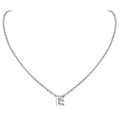 Collier Initiale A-Z en Argent Sterling 925 pour Femmes E