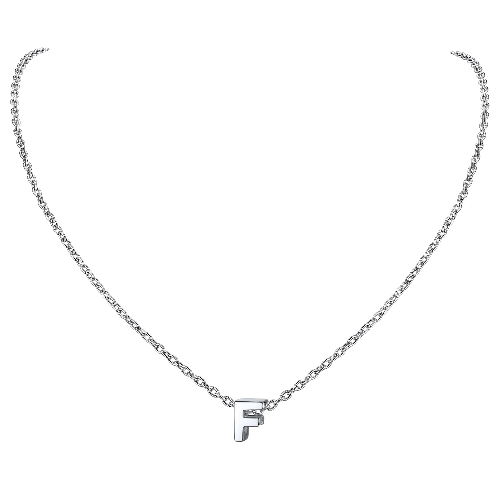 Collier Initiale A-Z en Argent Sterling 925 pour Femmes F