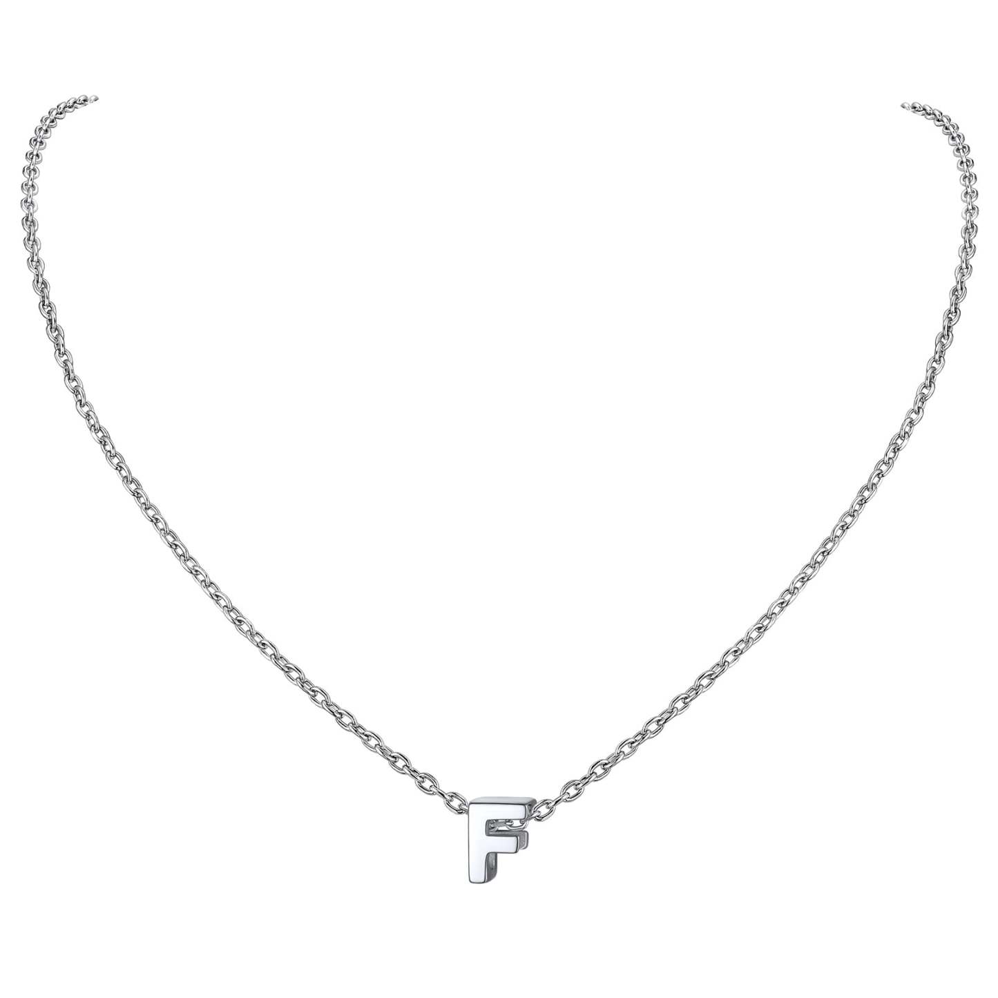 Collier Initiale A-Z en Argent Sterling 925 pour Femmes F