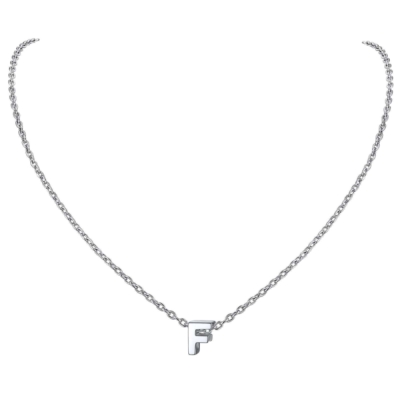 Collier Initiale A-Z en Argent Sterling 925 pour Femmes F