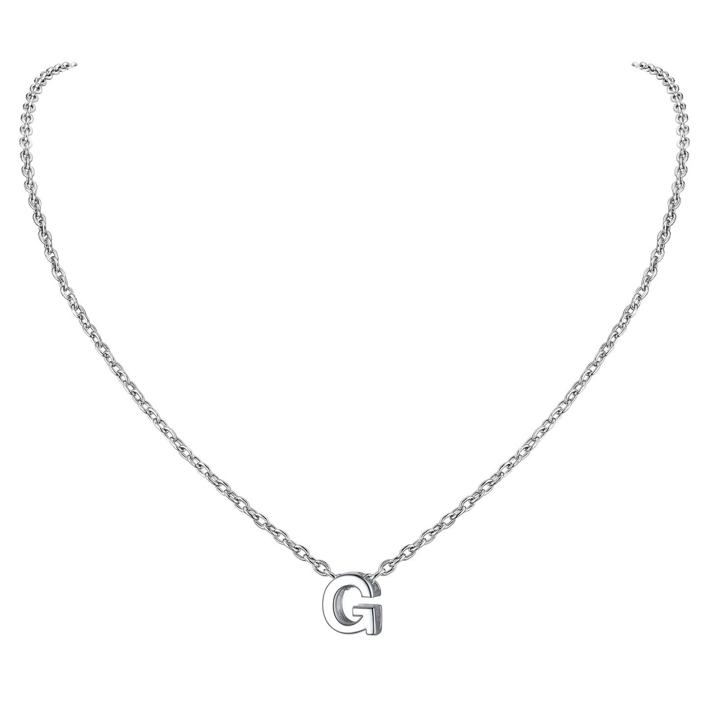 Collier Initiale A-Z en Argent Sterling 925 pour Femmes G
