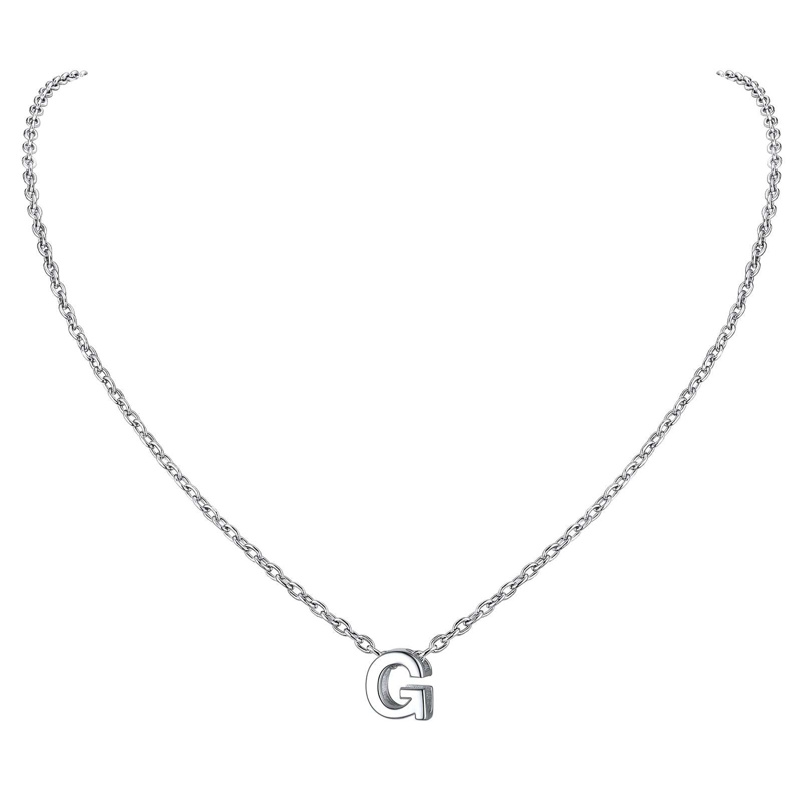 Collier Initiale A-Z en Argent Sterling 925 pour Femmes G
