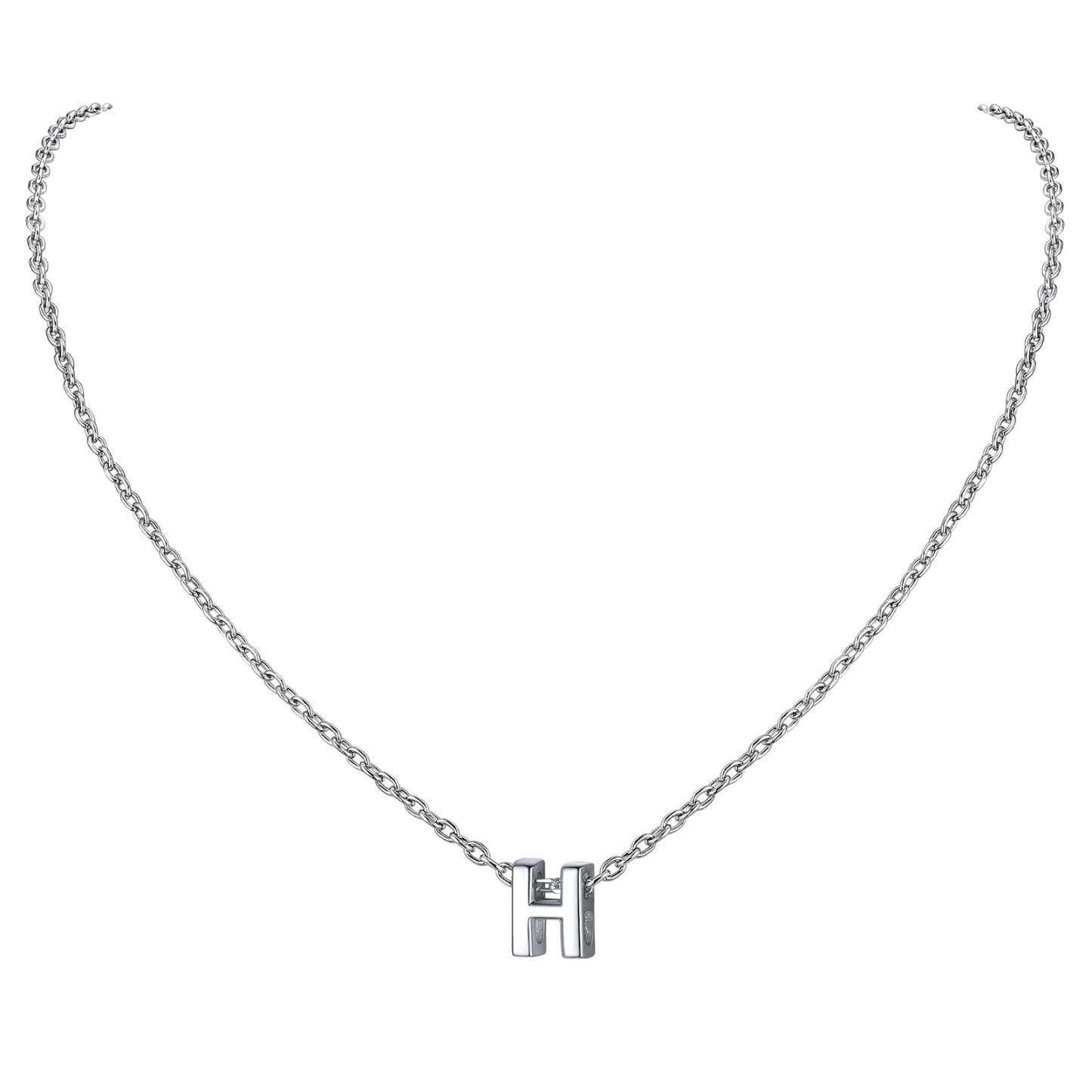 Collier Initiale A-Z en Argent Sterling 925 pour Femmes H