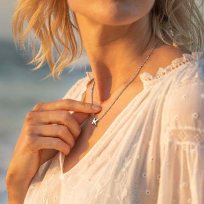 Collier Initiale A-Z en Argent Sterling 925 pour Femmes Modèle K