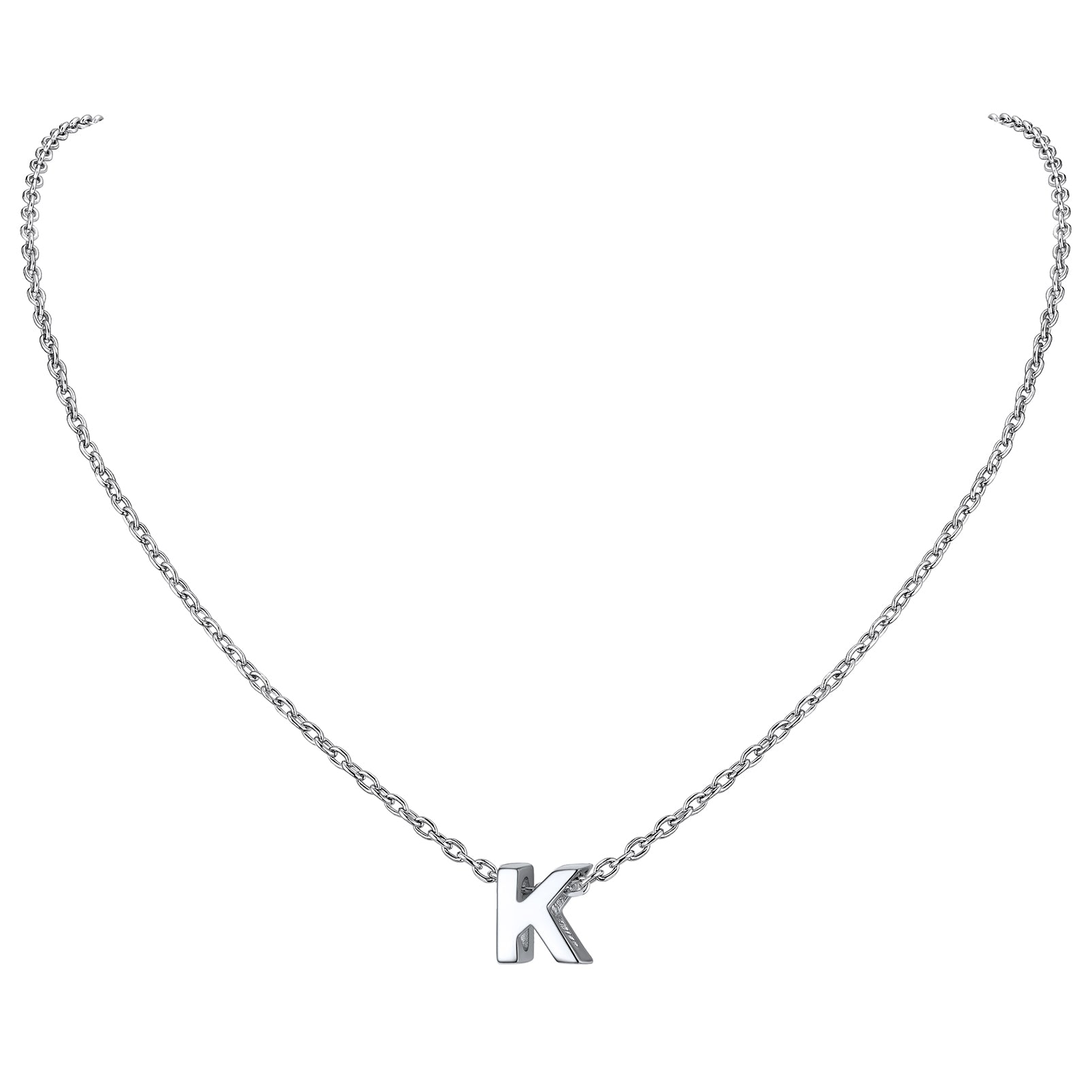 Collier Initiale A-Z en Argent Sterling 925 pour Femmes K