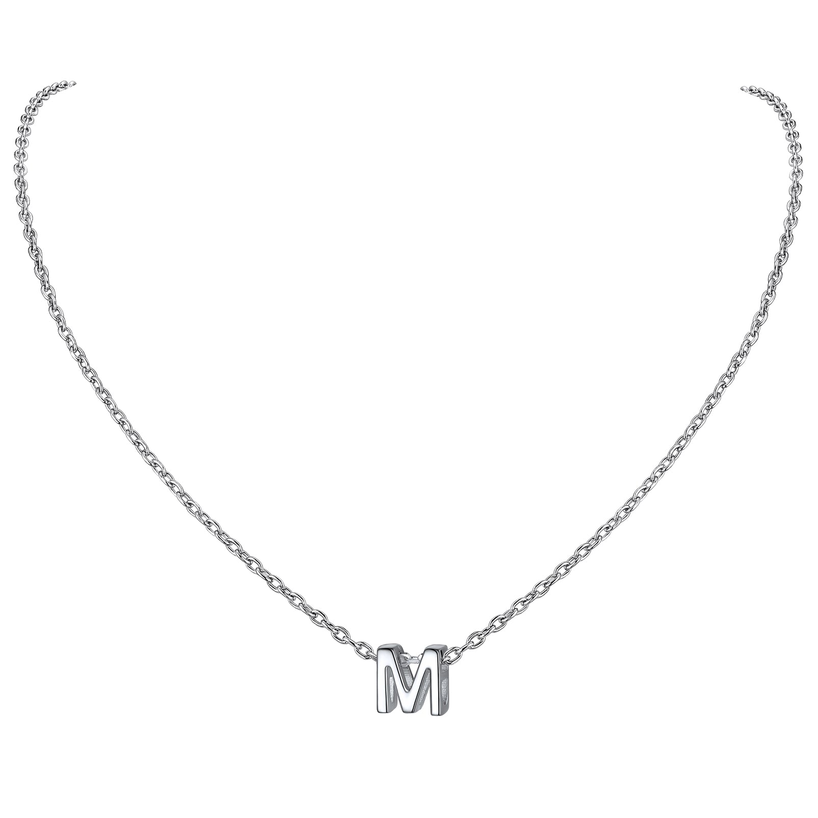 Collier Initiale A-Z en Argent Sterling 925 pour Femmes M