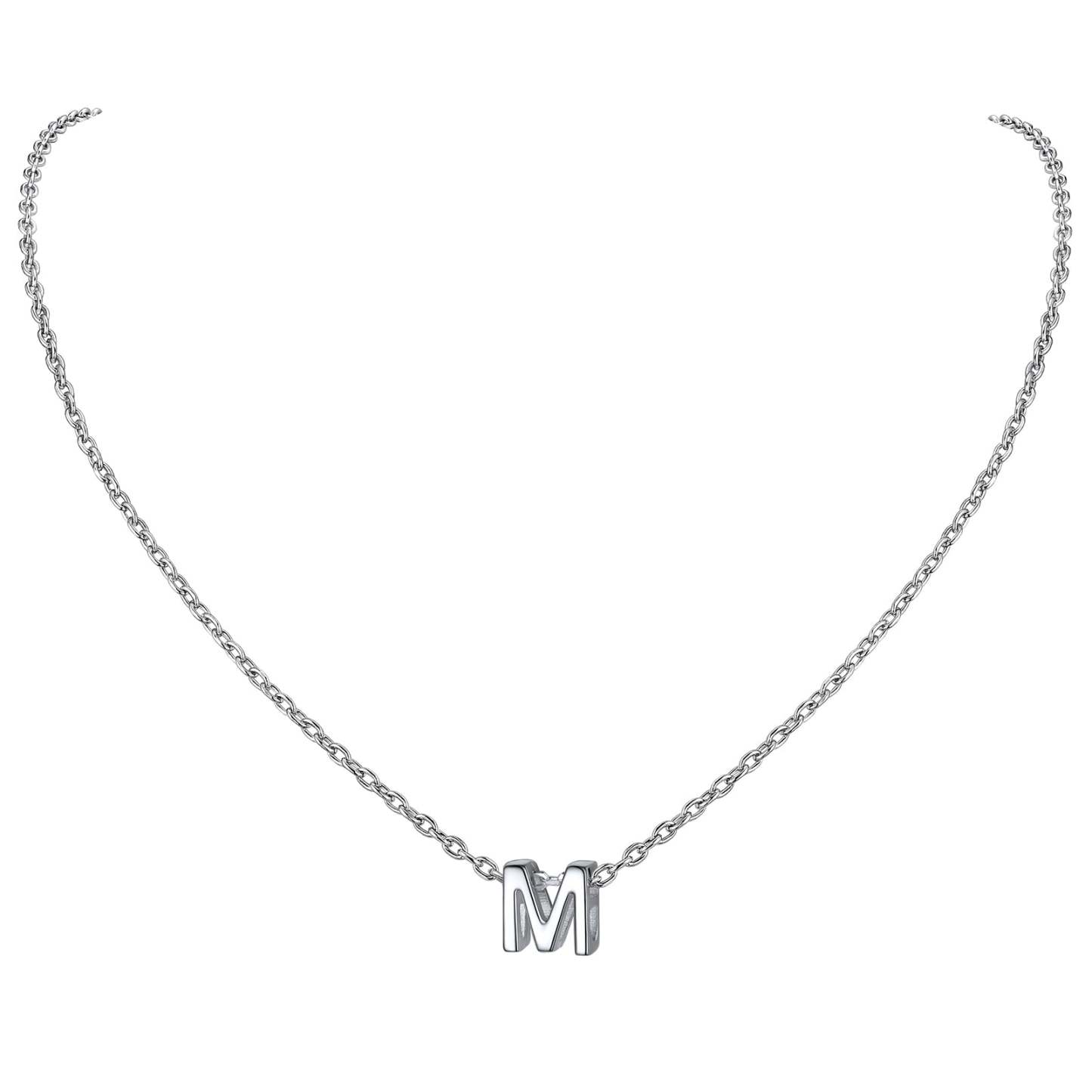 Collier Initiale A-Z en Argent Sterling 925 pour Femmes M
