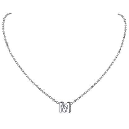 Collier Initiale A-Z en Argent Sterling 925 pour Femmes M