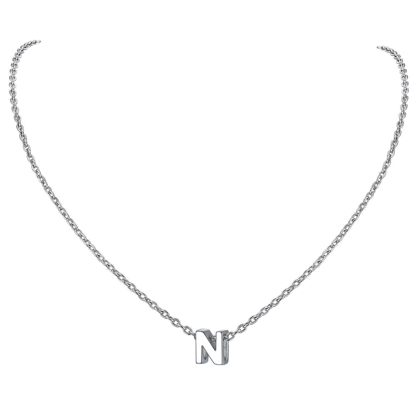 Collier Initiale A-Z en Argent Sterling 925 pour Femmes N