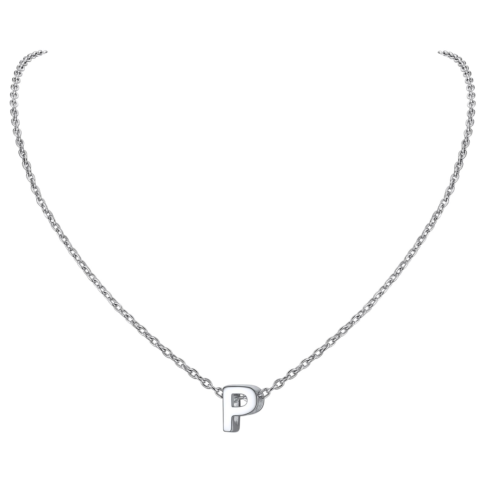 Collier Initiale A-Z en Argent Sterling 925 pour Femmes P