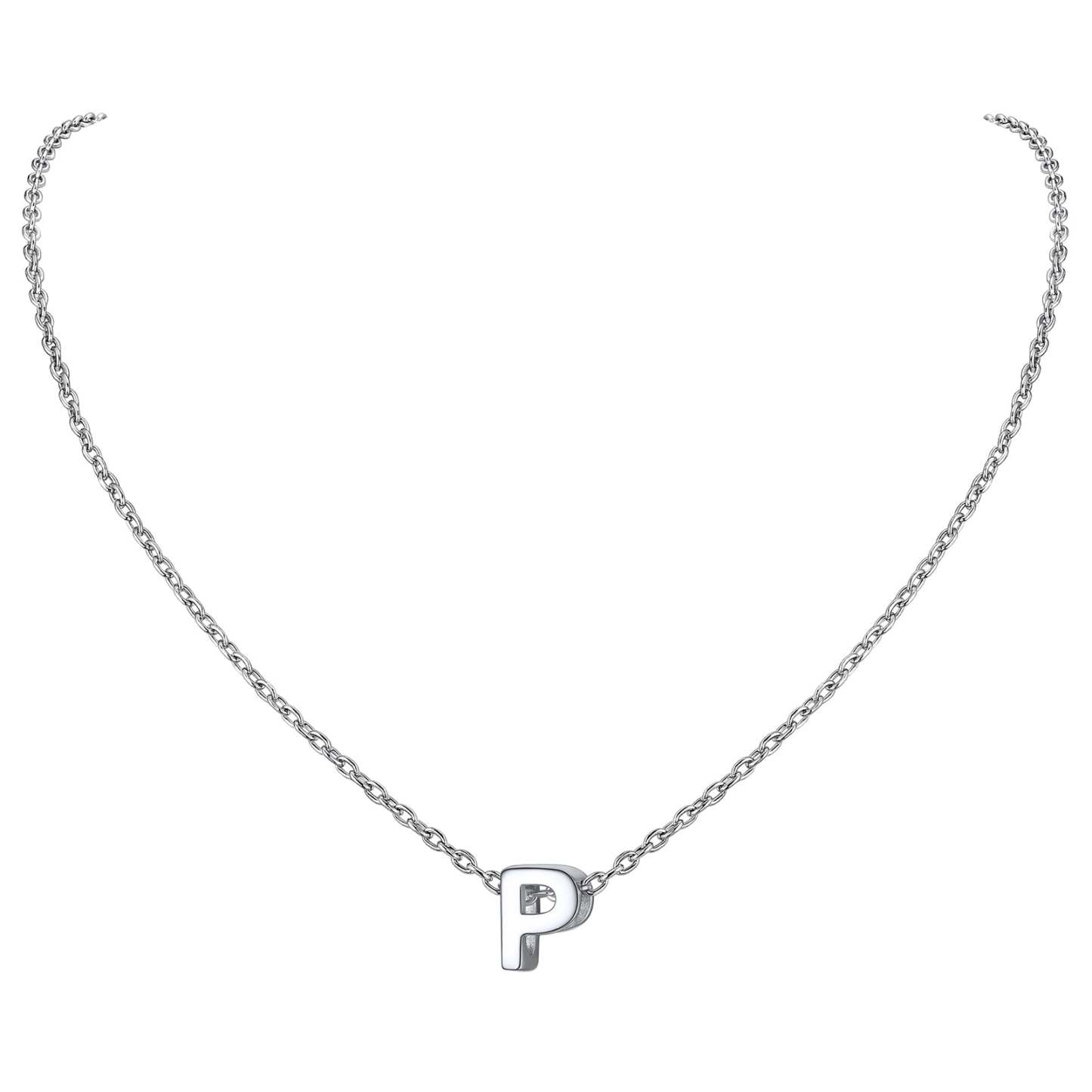 Collier Initiale A-Z en Argent Sterling 925 pour Femmes P
