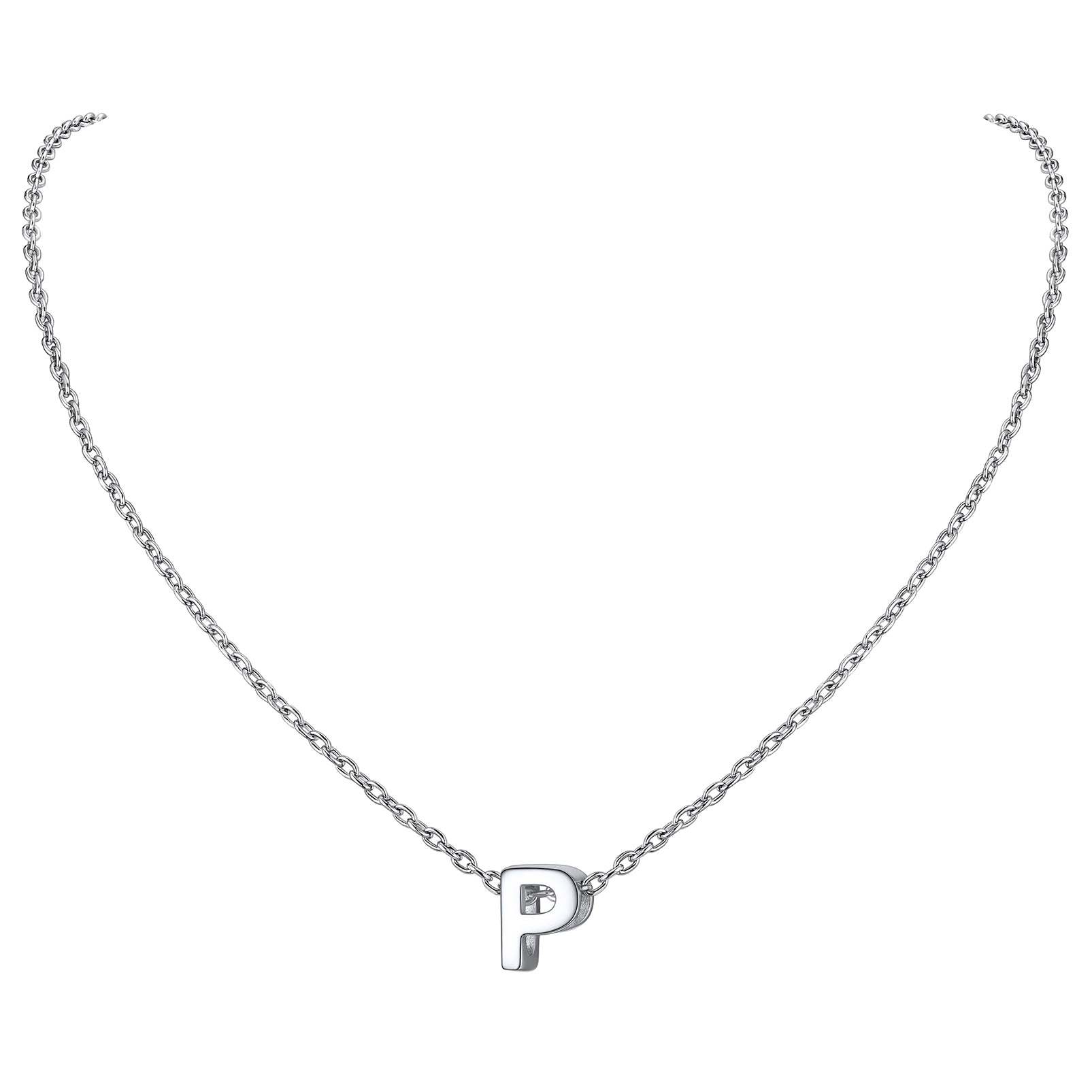 Collier Initiale A-Z en Argent Sterling 925 pour Femmes P