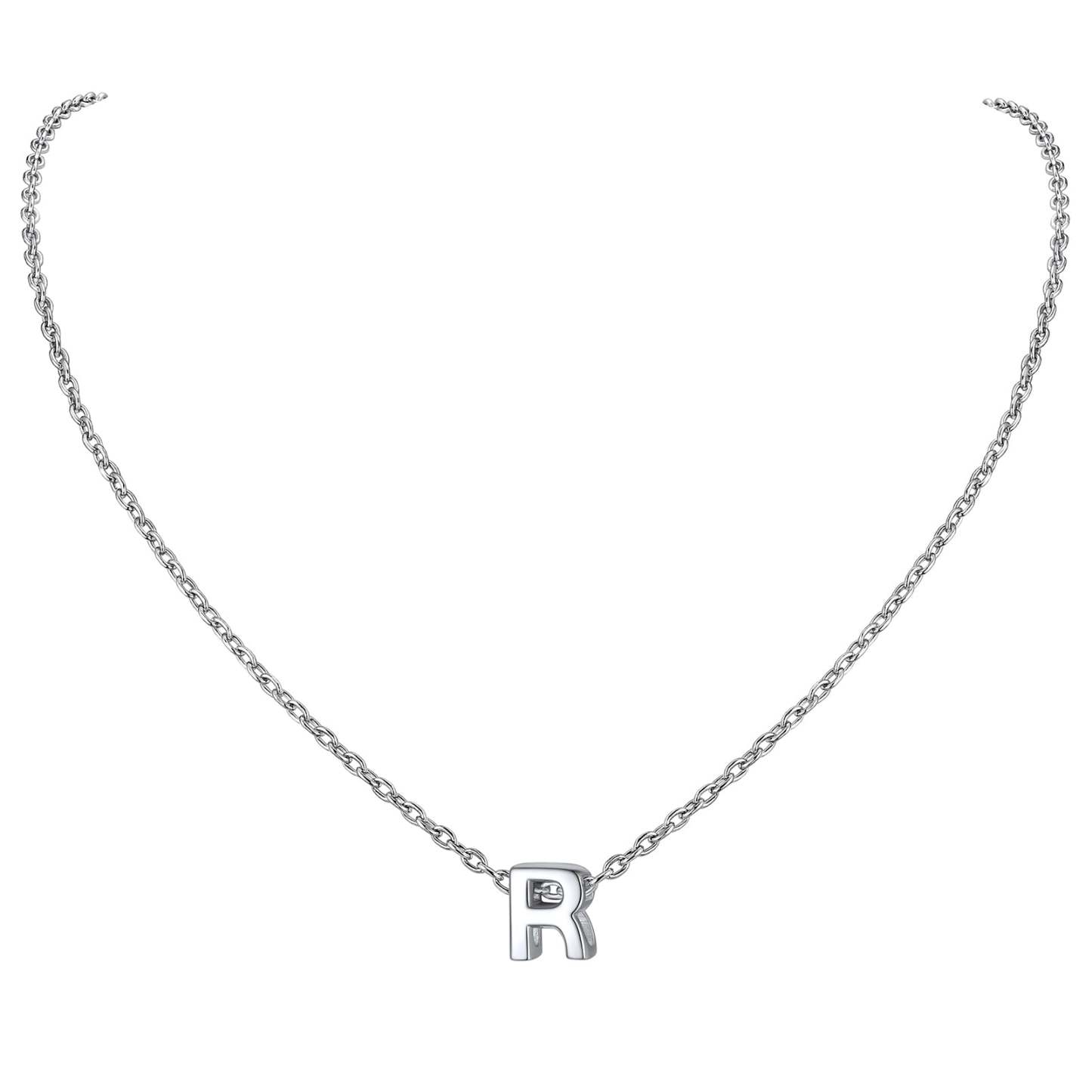 Collier Initiale A-Z en Argent Sterling 925 pour Femmes R