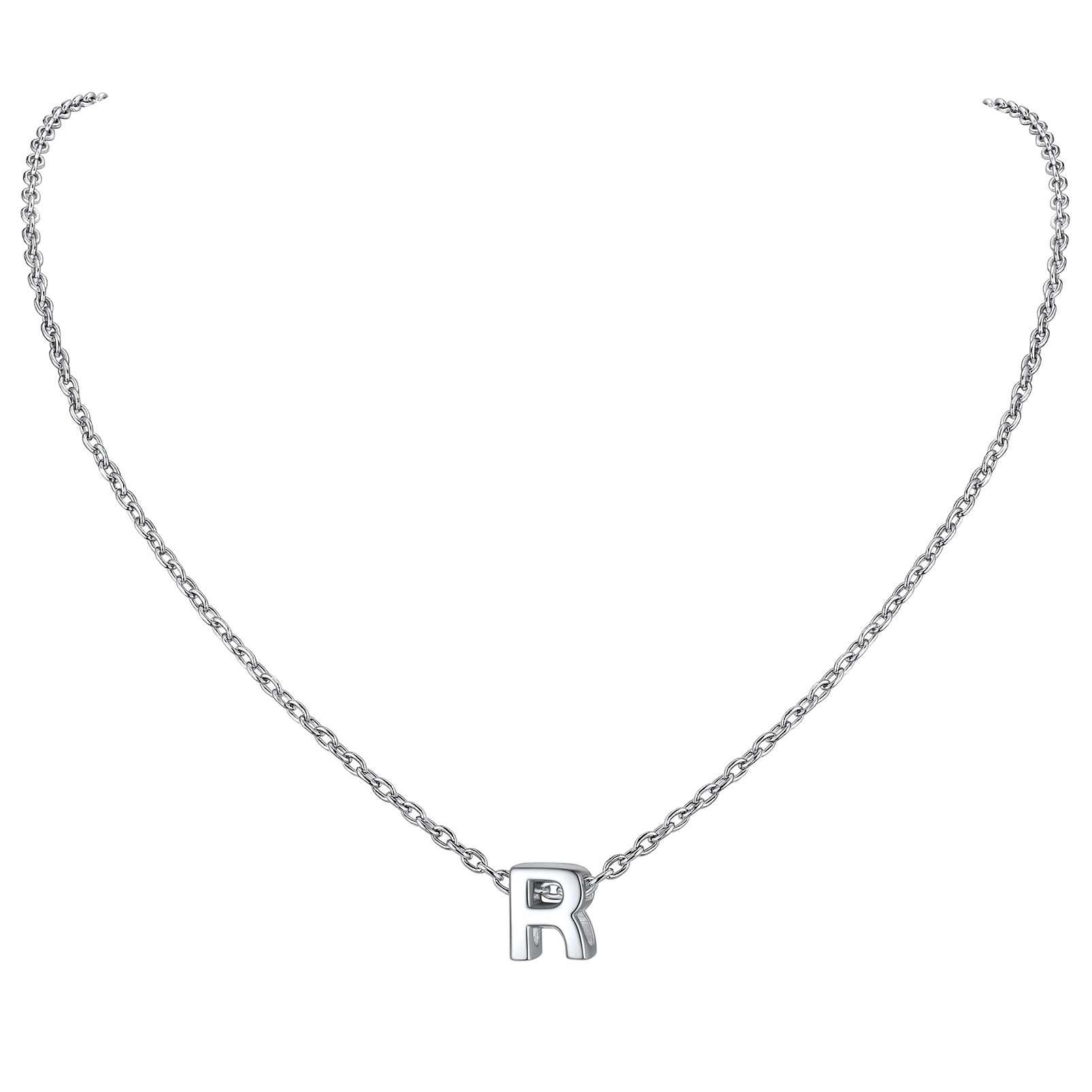 Collier Initiale A-Z en Argent Sterling 925 pour Femmes R