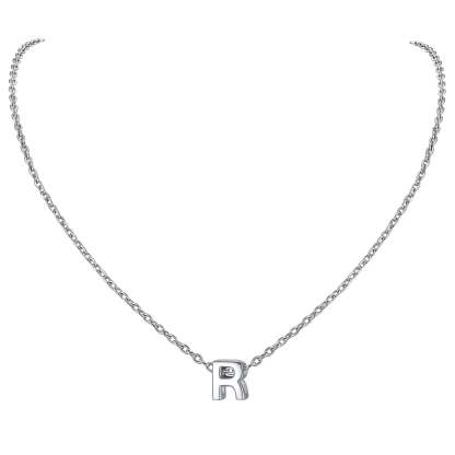 Collier Initiale A-Z en Argent Sterling 925 pour Femmes R