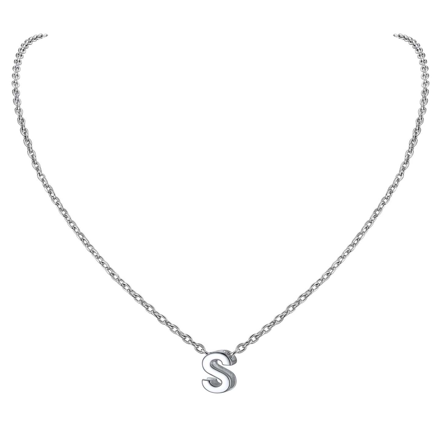 Collier Initiale A-Z en Argent Sterling 925 pour Femmes S