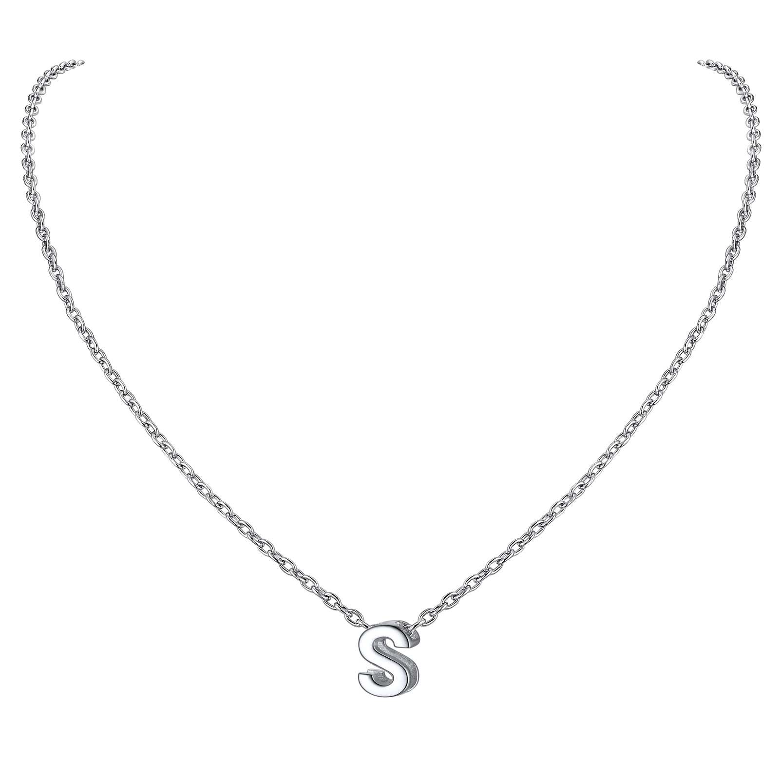 Collier Initiale A-Z en Argent Sterling 925 pour Femmes S