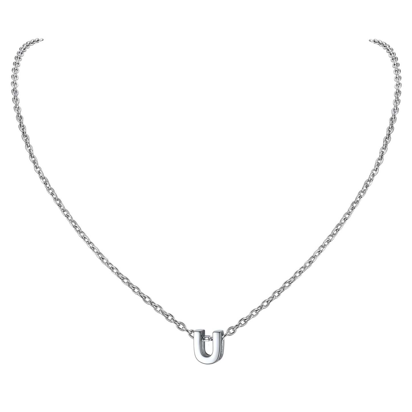 Collier Initiale A-Z en Argent Sterling 925 pour Femmes U