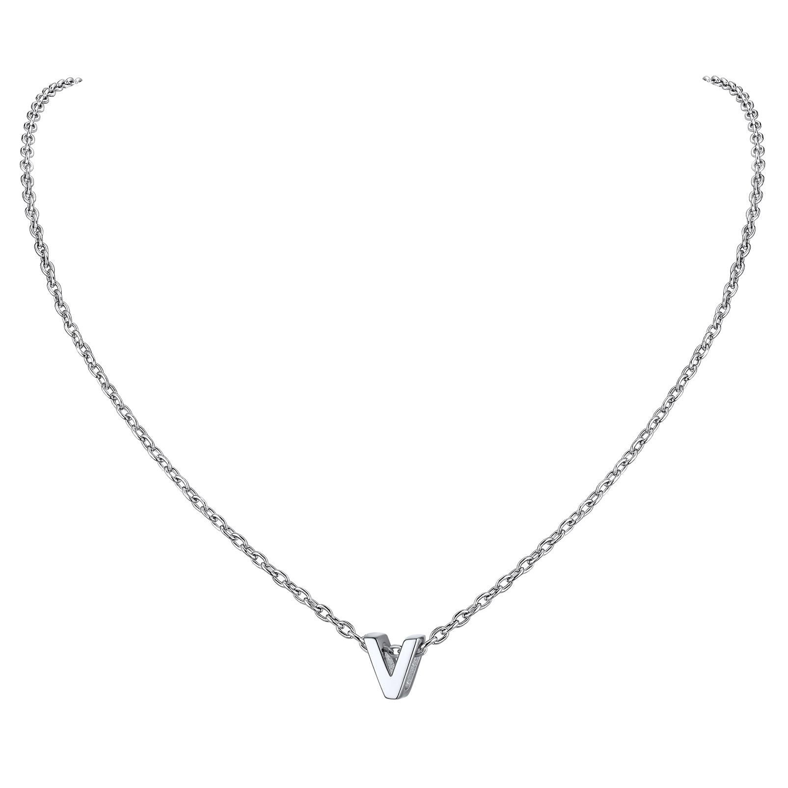Collier Initiale A-Z en Argent Sterling 925 pour Femmes V