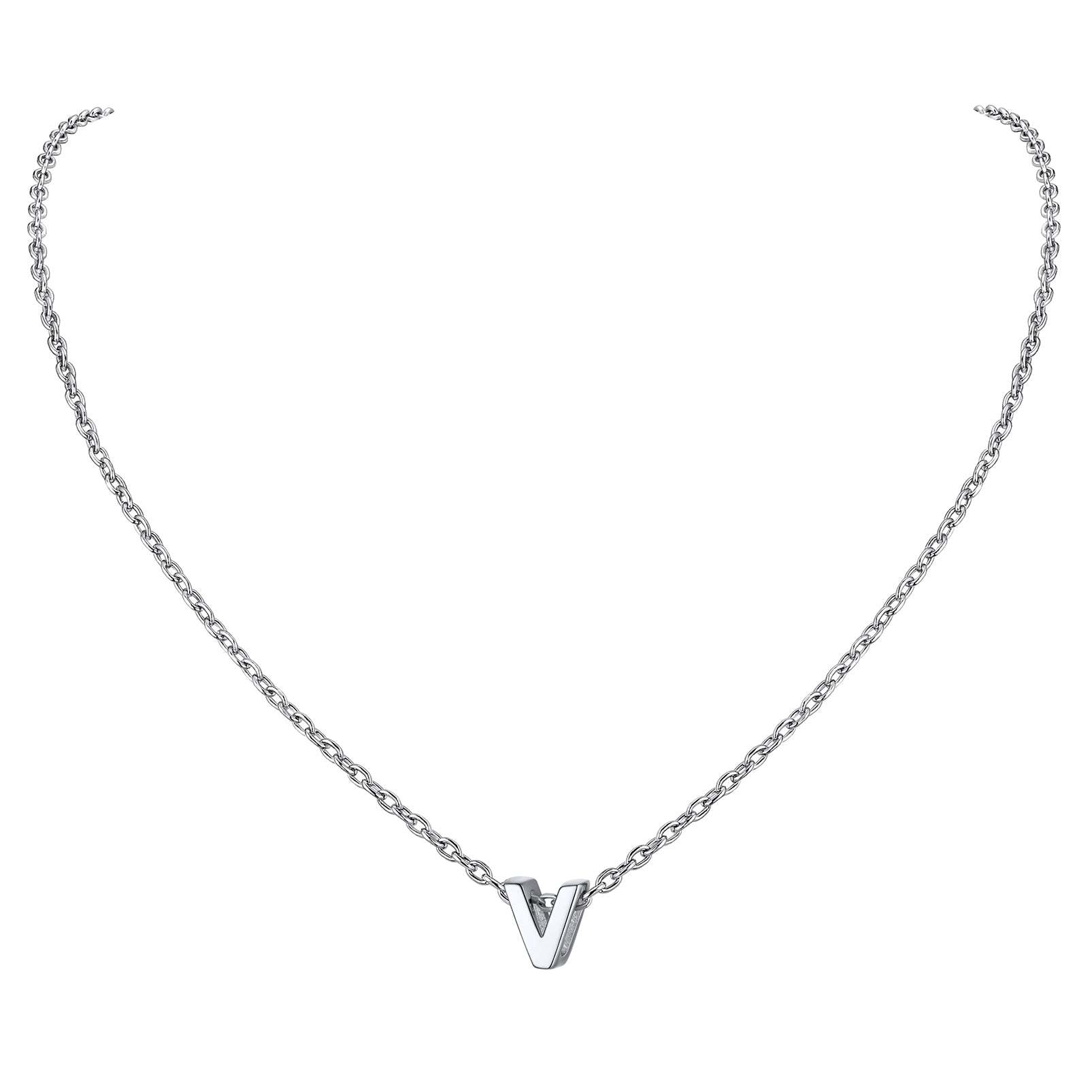 Collier Initiale A-Z en Argent Sterling 925 pour Femmes V