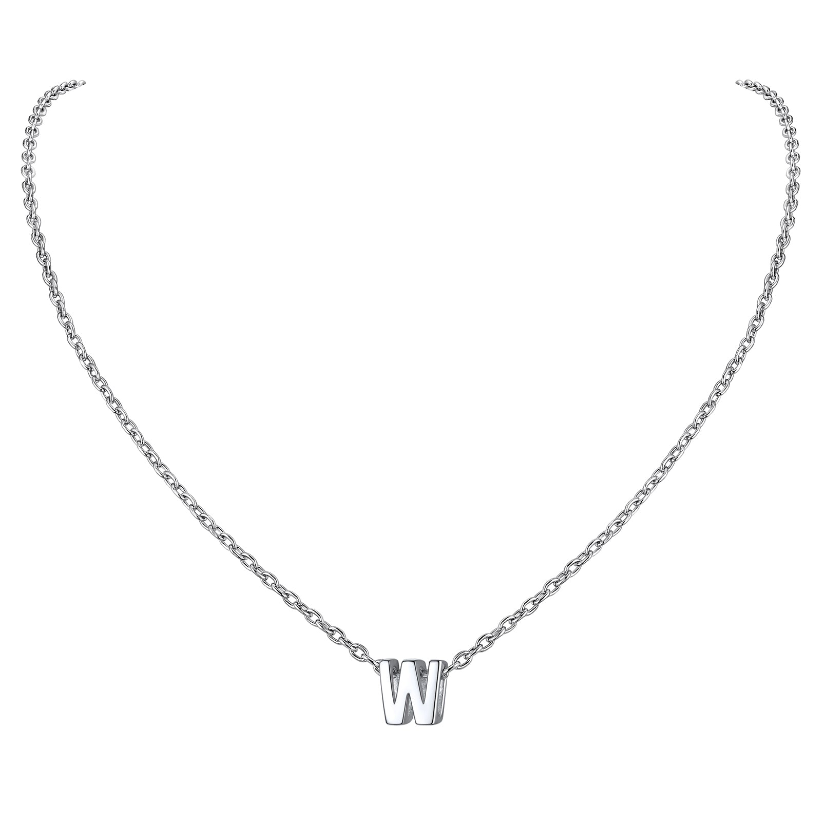 Collier Initiale A-Z en Argent Sterling 925 pour Femmes W