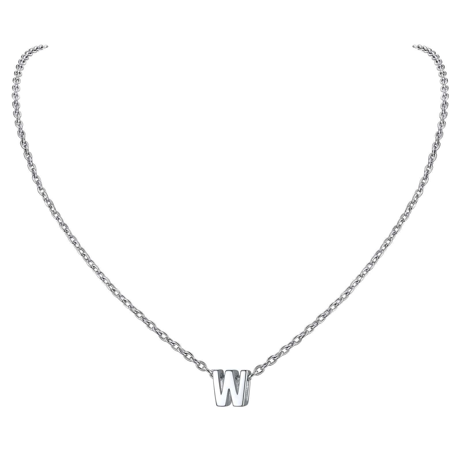 Collier Initiale A-Z en Argent Sterling 925 pour Femmes W