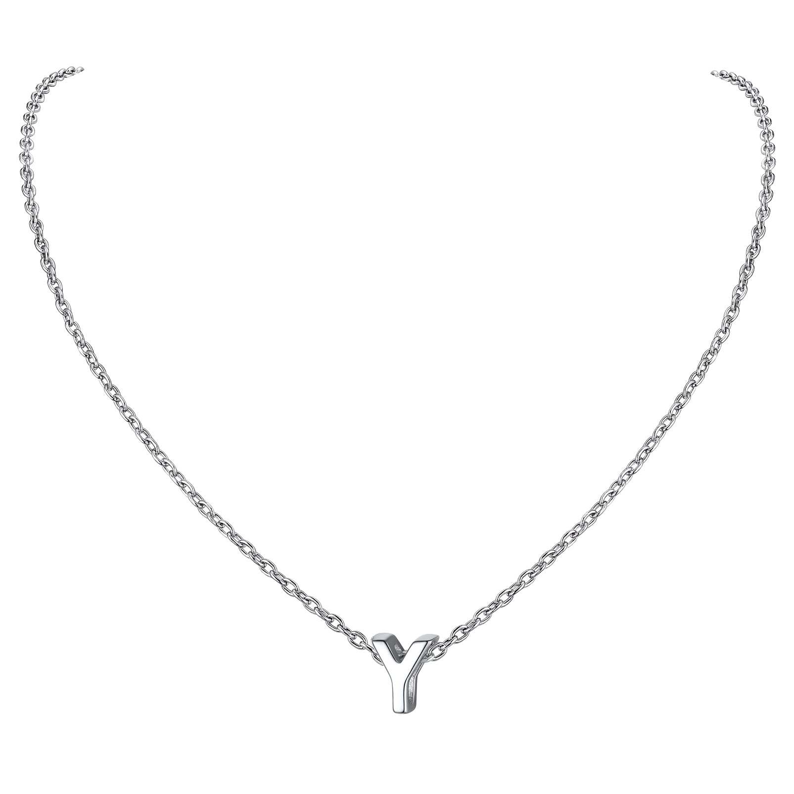 Collier Initiale A-Z en Argent Sterling 925 pour Femmes Y