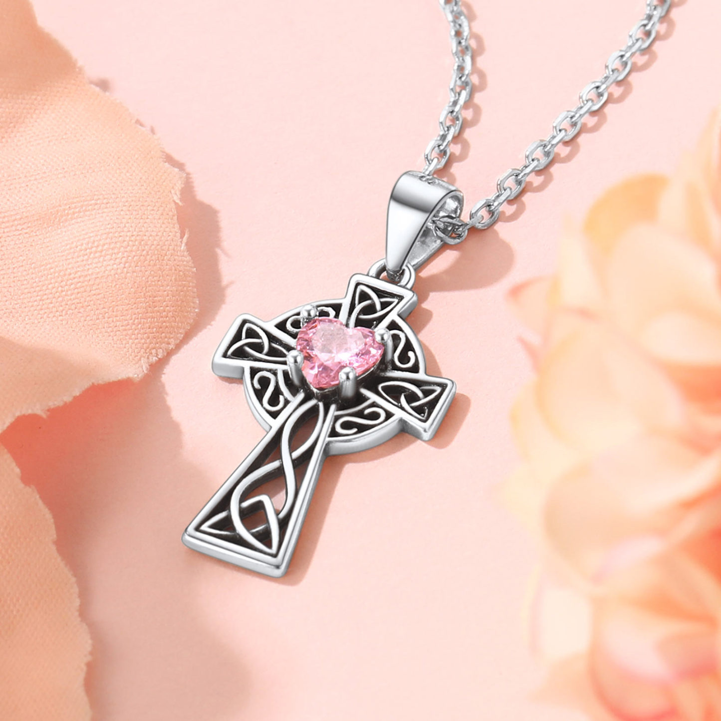 Collier Croix  avec Pierre de Naissance pour Femme 