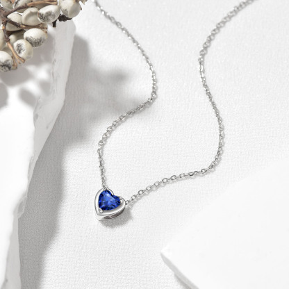 Collier Cœur en Argent Sterling avec Pierre Scène